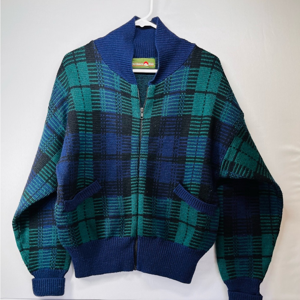 Vintage Outback Red Blue and Green Knit Sweater